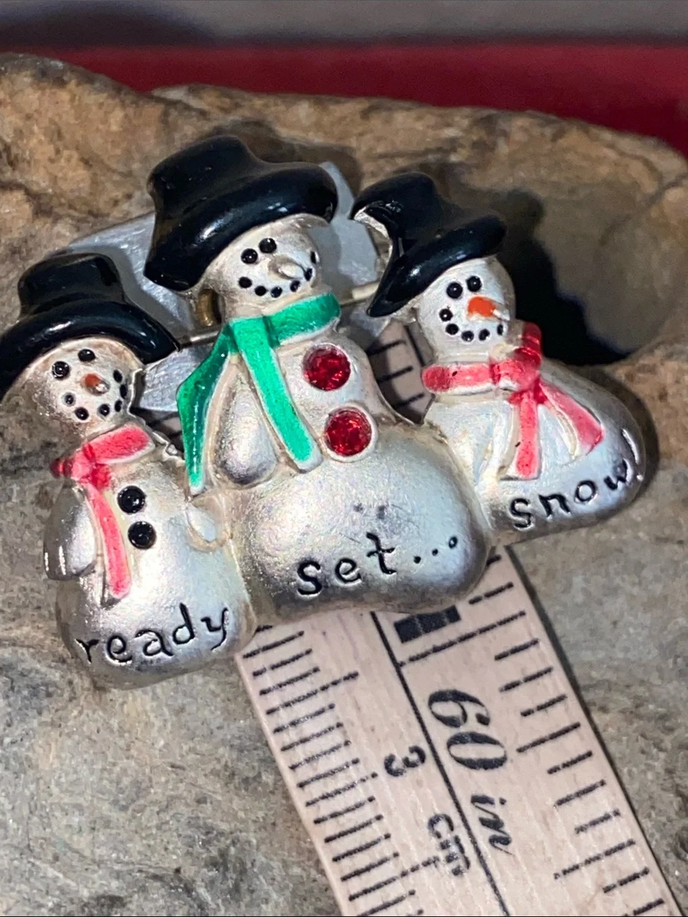 Vintage AJMC Snowman Family Broach